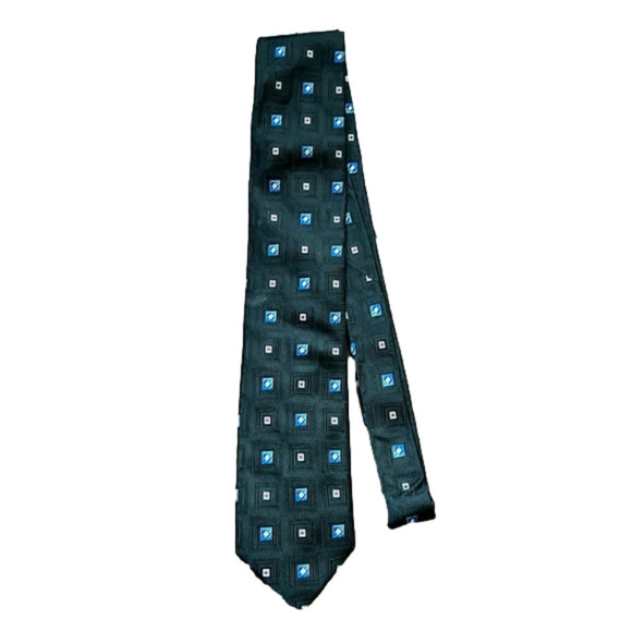 Robert Talbott Black Multi Color Squared Silk Tie. - Picture 2 of 5
